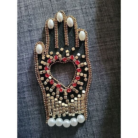 NWOT Beaded Applique Hand Patch 4.5" x 2.5" - Picture 1 of 3